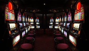 slot machine room at a casino