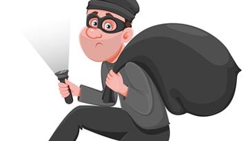 robber with a bag of stolen goods