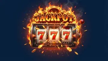 fiery jackpot and slots reels with 777 