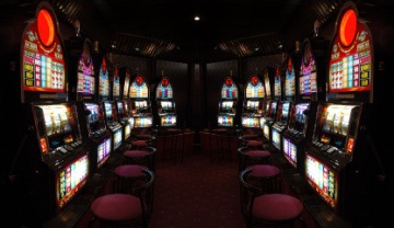 slot machine room at a casino