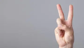 two fingers raised