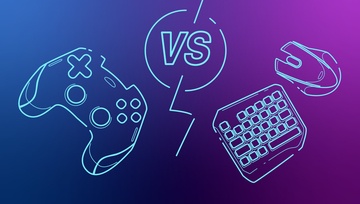 an outline of a gaming console and desktop computer with a big VS between them