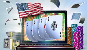 four aces on a screen with an American flag