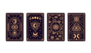 4 tarot cards in black and gold