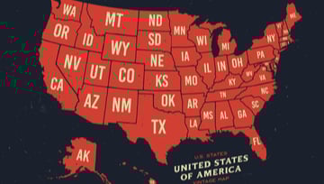 Map showing the 50 states of the United States