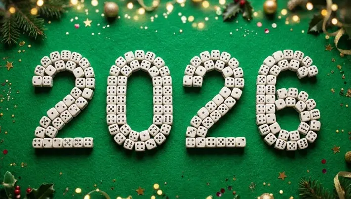 Des dés formant le nombre « 2026 » 