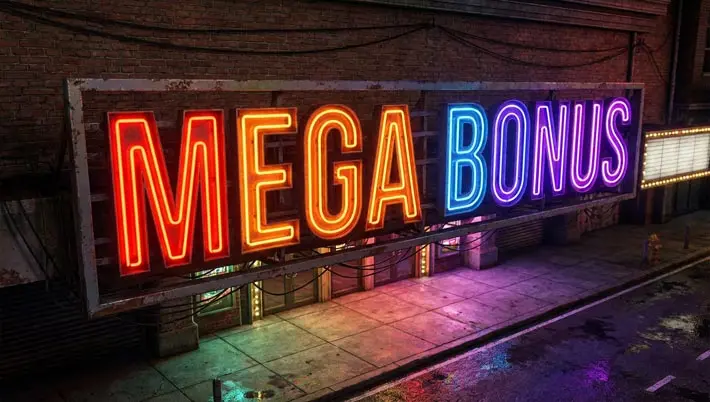 Sign that reads Mega Bonus