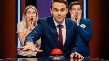 game show contestants excitedly ready to press the button.