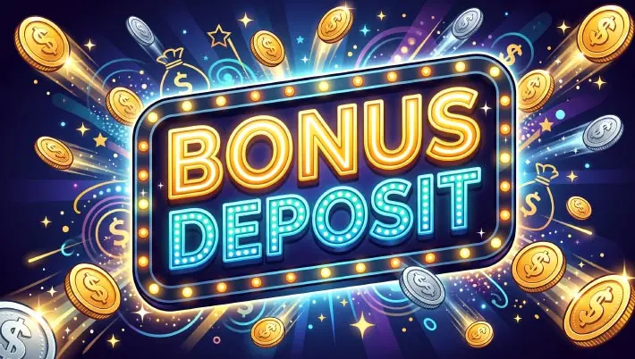 "bonus deposit" sign in bright lights