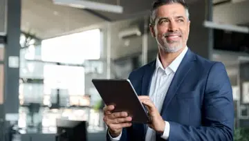 man on his tablet