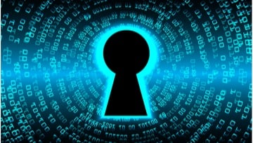 a black keyhole on a digital background