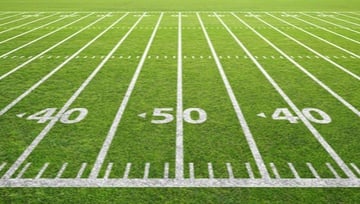 view of a football field from the ground