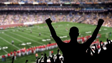 football fan celebrating at a game