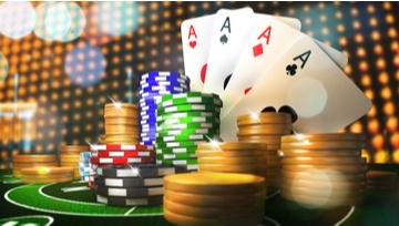 gambling chips and cards and coins