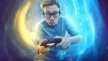 gamer holding a controller