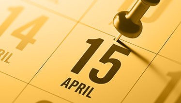 A calendar showing April 15th 
