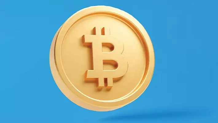 illustration of a gold bitcoin on a blue background