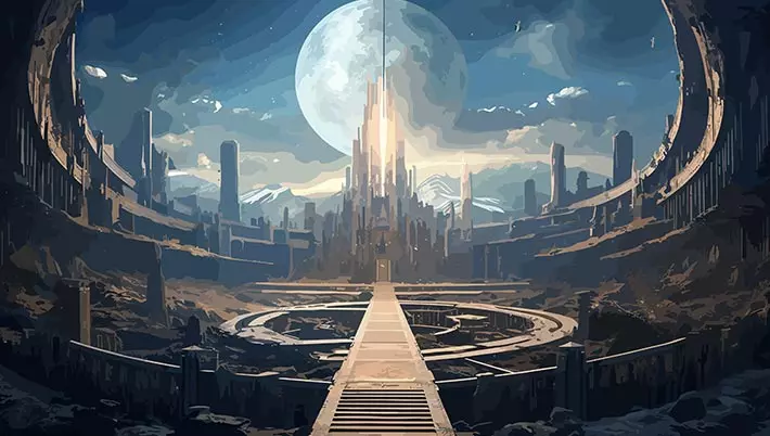 gate entrance to a fantasy realm
