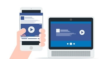 image of a laptop and phone screen showing a Facebook-type image