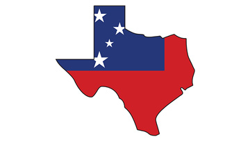 flag of Texas in outline of the state