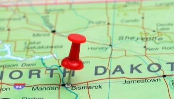 north dakota pinned on a map