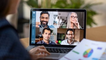 computer screen showing an online meeting among colleagues