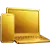 Gold laptop and smartphone