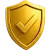 Gold shield with a check mark
