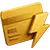 Gold card with a lightning bolt