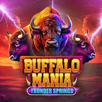 Jeu de casino Buffalo Mania Thunder Springs avec trois bisons et des éclairs