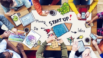 team working on a start up