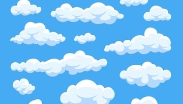 drawing of white clouds on a blue background